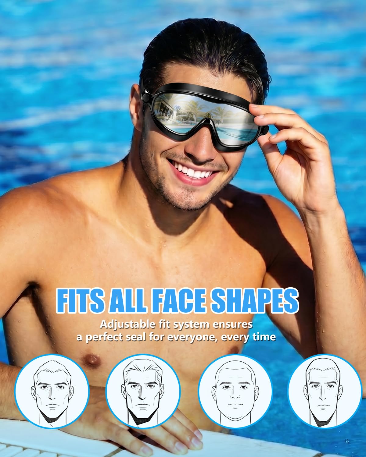 Aegend Swim Goggles for Adult Youth - 2 Pack Wide View Anti-Fog Anti-UV Swimming Goggles for Men & Women (Black & Black Silver)