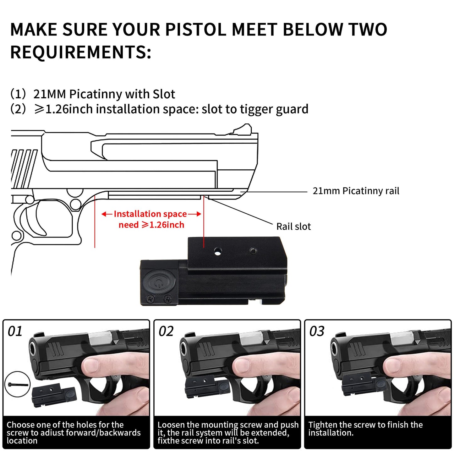 KASENTE Red Laser Sight, Low Profile Picatinny Mount Red Beam Sight, Ambidextrous Control, Class II(Power <3mW) Rechargable