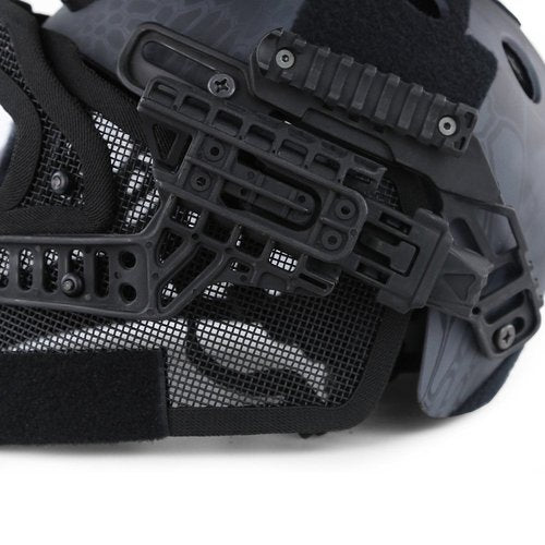 PJ Fast Tactical Helmet Airsoft Paintball Protective Helmet Full Face Mask Molle Mesh Breathable Goggles for Military CS Paintball Shooting, Hunting, Cycling, Motorcycle, Outdoor Sports