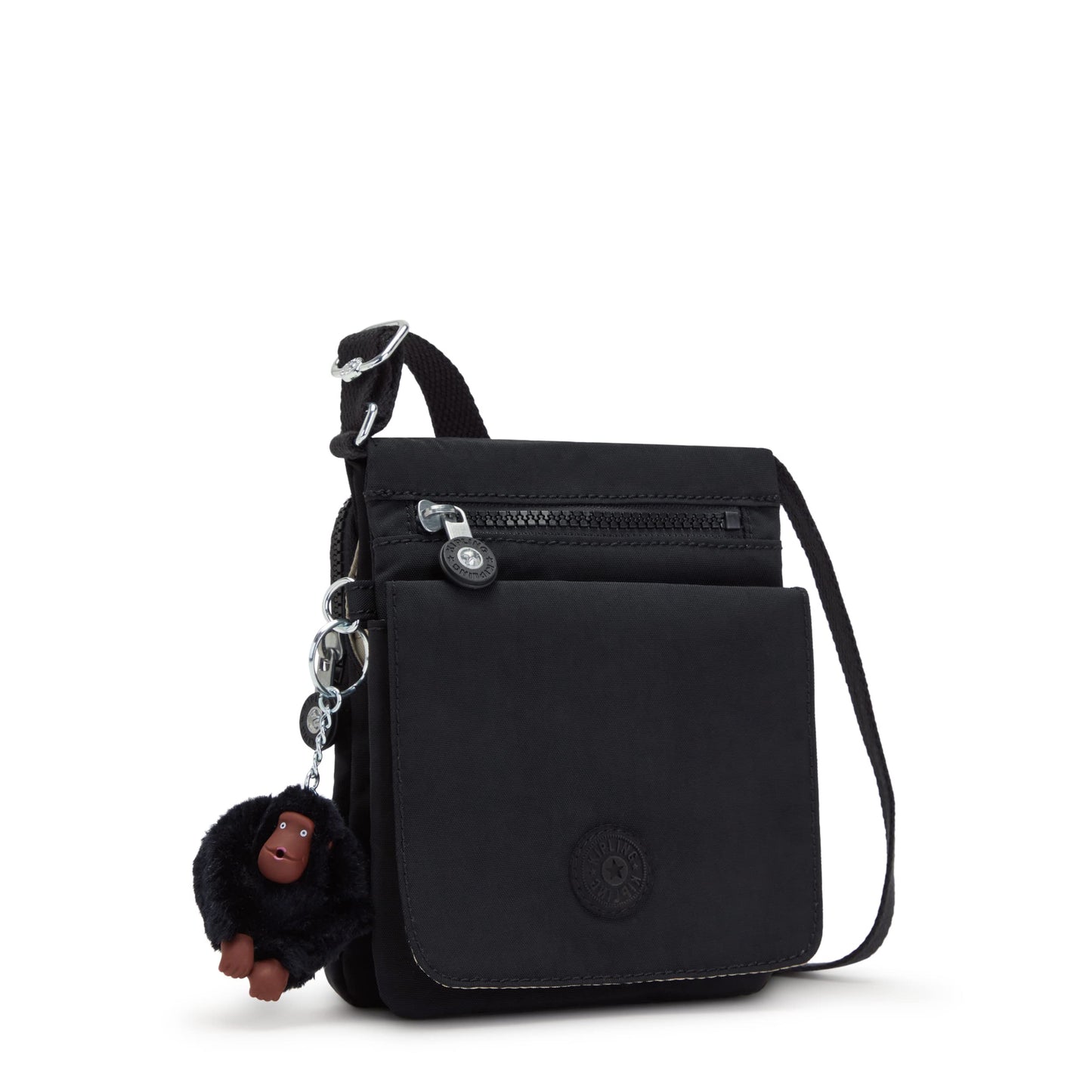 Kipling Womens Women's New Eldorado Minibag, Lightweight Bag, Nylon Travel Crossbody Bag, Black Tonal, 6 L x 7.75 H 0.75 D US