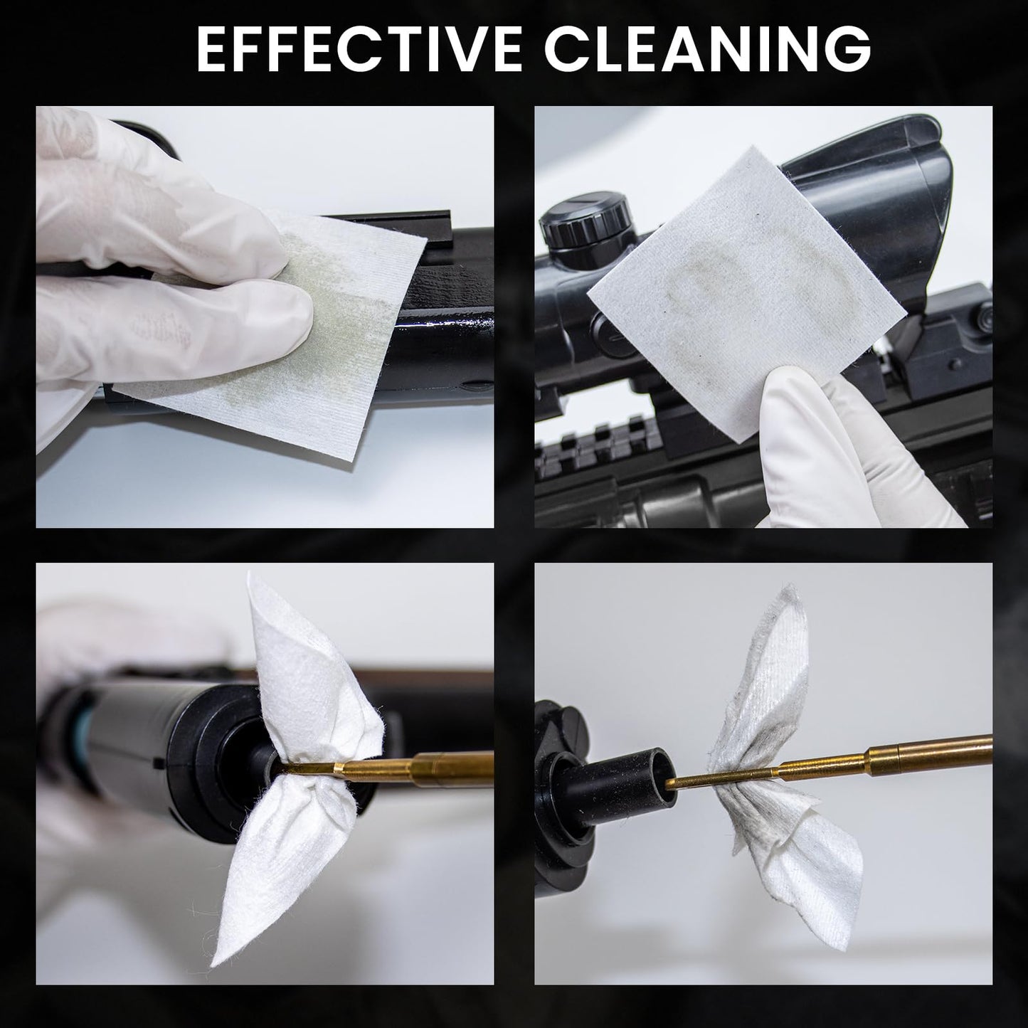 Gun Cleaning Supplies in Box - Pistol Swabs & 9mm Cleaning Patches Combo Pack, Includes 6" Long Swabs and 2" Lint-Free Patches, Universal Kit Supplies for Most Firearms