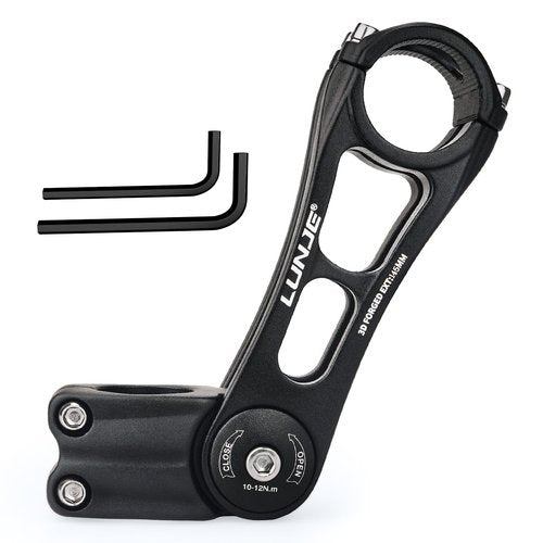 LUNJE Adjustable MTB Stem 31.8mm 80 Degree, 6061-T6 Forged CNC Aluminum, Sandblasted Matte Finish, Gear-Lock Anti-Flip Design, Laser Engraved, Fits Mountain/Road/BMX Bikes (31.8x145)