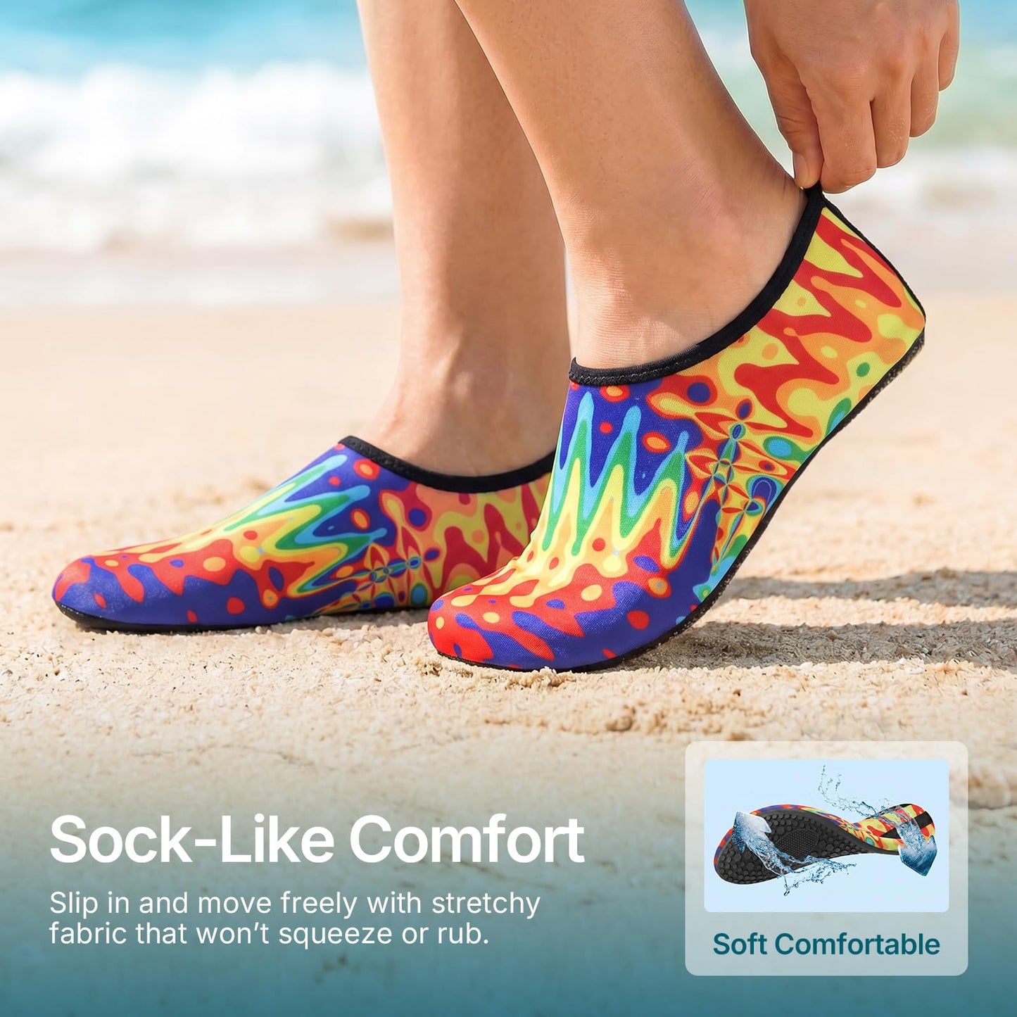 Water Shoes for Women Men Quick-Dry Aqua Socks Swim Beach Barefoot Yoga Exercise Wear Sport Accessories Pool Camping Must Haves Adult Youth Size 10-11Women/9-10Men