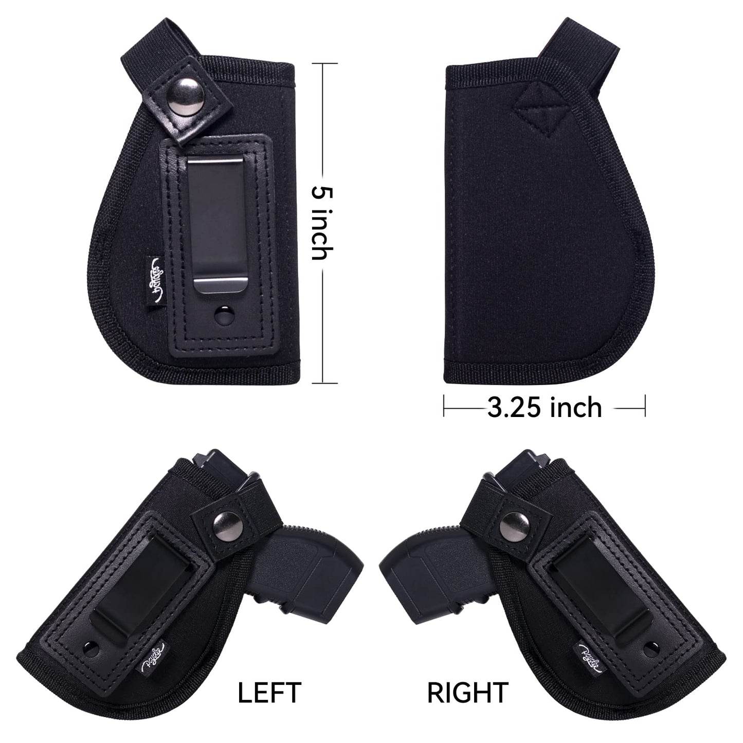 POYOLEE IWB Holsters for Women Concealed Carry Gun Holster Pistols Holster for Micro Sized Handgun Right/Left Handed. (Black, Right-Handed Draw (IWB))