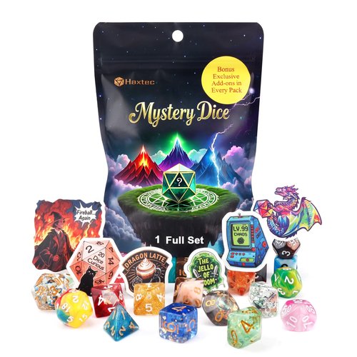 Haxtec Mystery Dice Set DND Dice Wide Range of Patterns Polyhedral Gaming Dice for Tabletop & Role-Playing RPG DND Gift