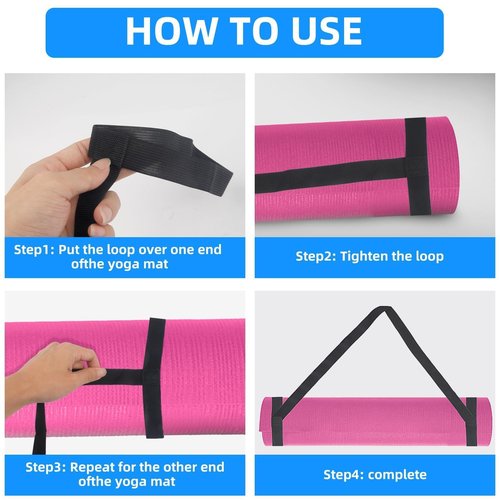 Foyods 3 Pcs Yoga Mat Straps for Carrying, Adjustable Yoga Mat Sling, Mat Holder Straps with Velcro for Carrying Most Size Mats (Yoga Mat Not Included)