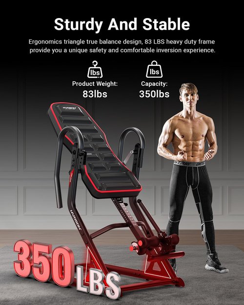 HARISON Heavy Duty Inversion Table for Back Pain Relief 350 LBS Capacity with 3D Memory Foam, Back Inversion Table with 180 Degree Full Inversion