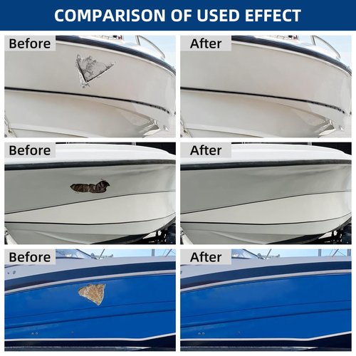FENFANDAS Fiberglass Boat Repair Kit (Color Match), Gel Coat Repair Kit for Boats, Marine Fiberglass Repair Kit for Boats, Epoxy Filler for Boats, Fiberglass Repair Kit Fix Holes Chips Pits Cracks