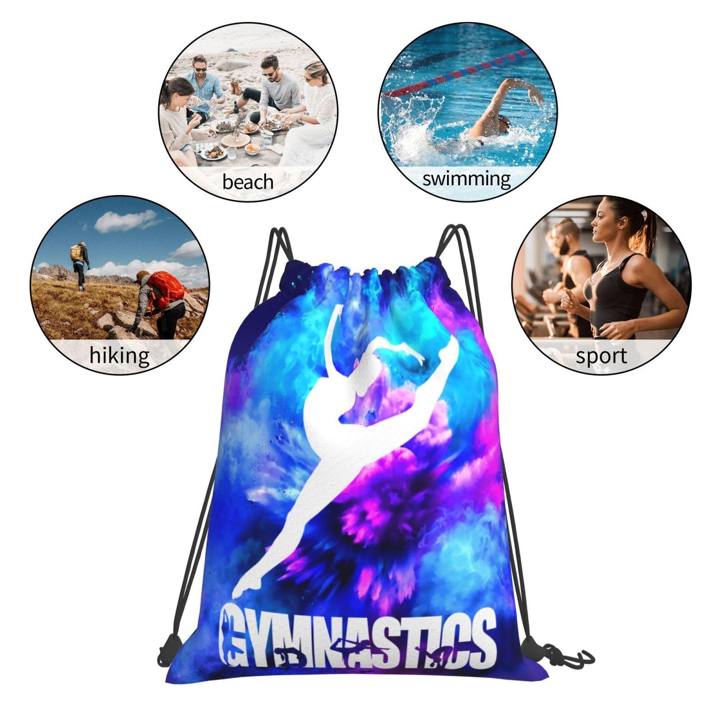 Braytow Gymnastics Drawstring Backpack Light Gym String Bag Pink Water Resistant Sackpack Sport Yoga Daypack For Womens Mens