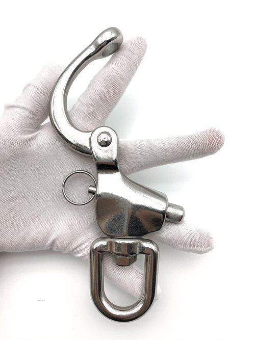 QIANJIEER Large Swivel Eye Snap Shackle - 4.88"(124mm) 316 Stainless Steel Quick Release Swivel Sailing Rigging, Spinnaker Halyard Shackle, SCBA Mask Quick Release Clip, WLL1984 LBS.