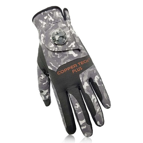 Copper Tech Plus Men's Left for Right Handed Golfers Golf Glove – Advanced Compression for Muscle Support, Joint Relief Gloves – Camo, 1 Pack, One Size Fits Most