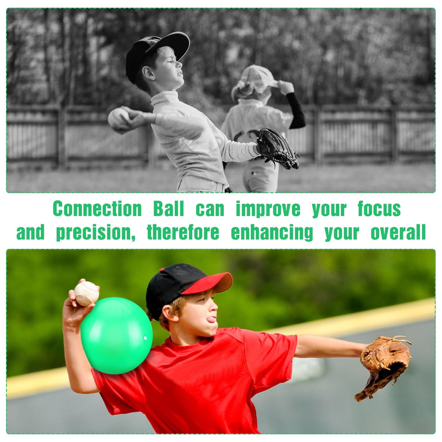 RoundFunny 4 Sets Connection Ball for Baseball 9.8 Inches Soft Baseball Hitting Trainer, Improve Arm Action and Hitting Pitching Training Efficiency
