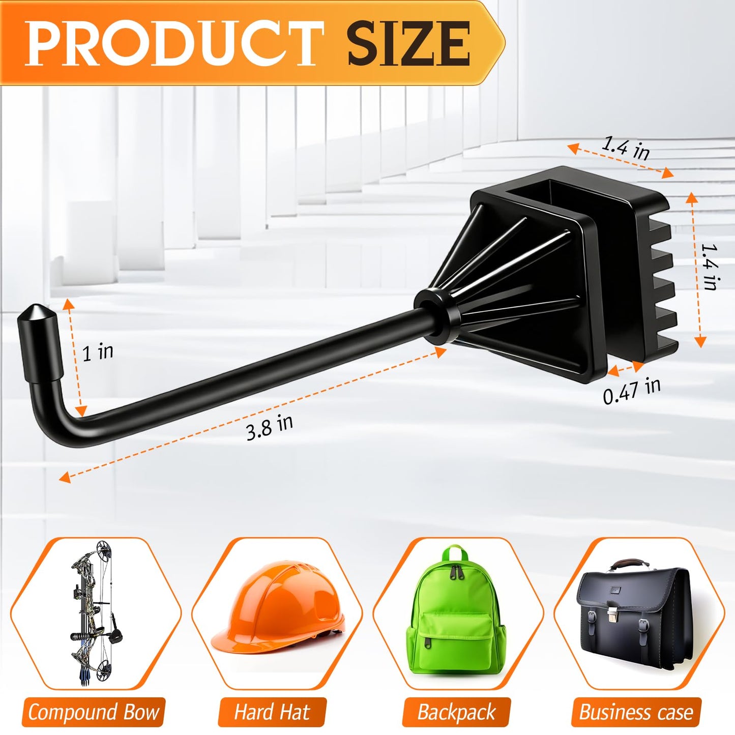 Hard Hat Holder for Truck, Heavy Duty Stainless Steel Hard Hat Accessories, Headrest Hooks for Car Seat, Compact Truck Organizer & Storage, Car Purse Hook for Work Helmets & Gear, Blackon(1pack)