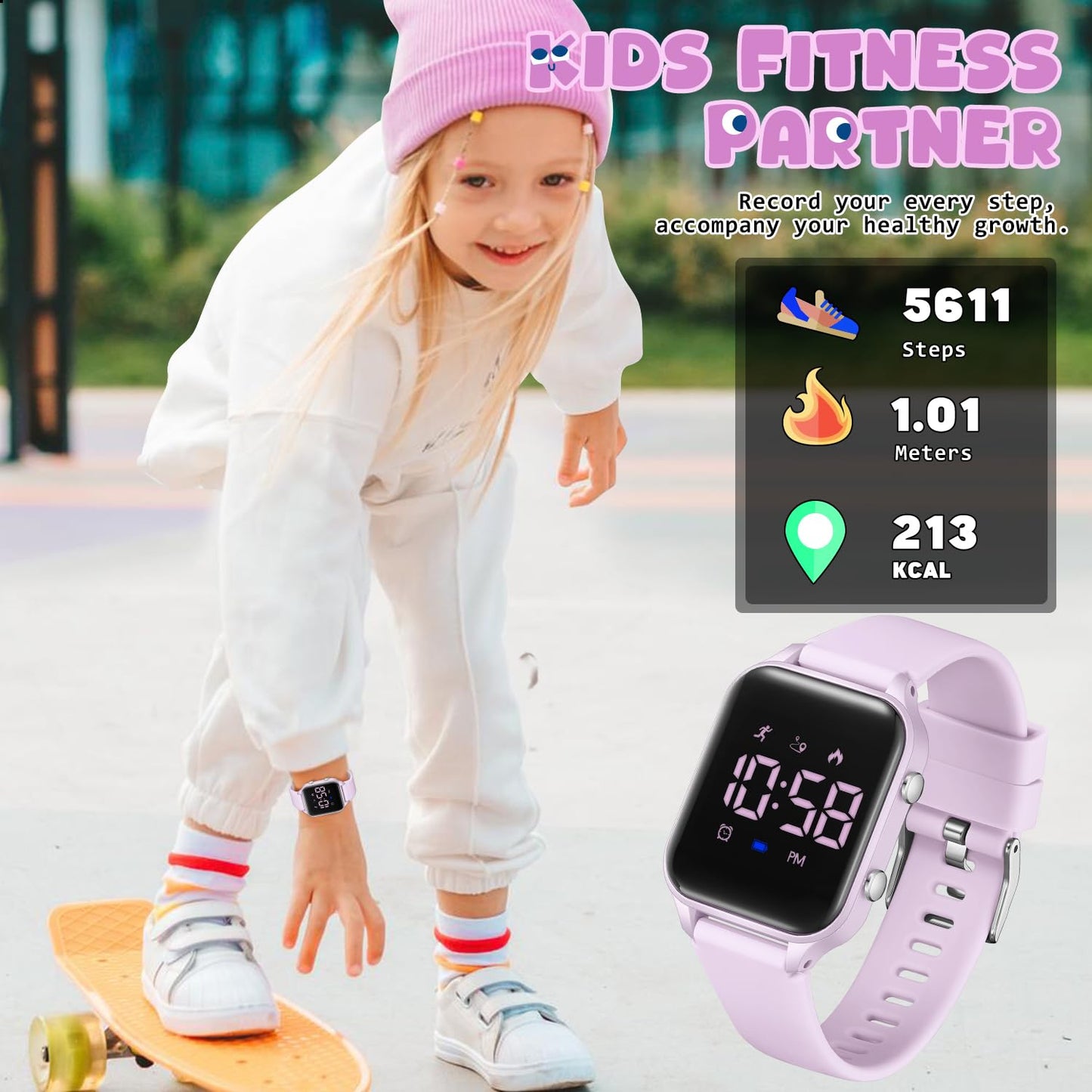 Timever Kids Digital Watches for Boys Girls, Sports Watch with Fitness Tracker, Pedometer, Alarm Clocks, Stopwatch, No App Needed Waterproof Kids Watch, Gift for Teens Student Girls Boys Ages 5-14