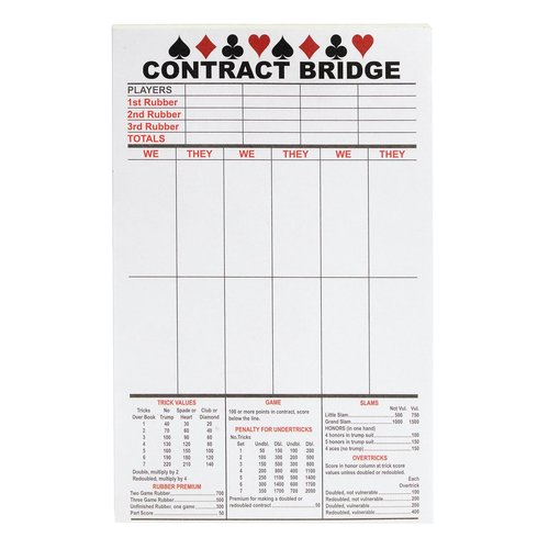 BEST PAPER GREETINGS 250 Sheets Contract Bridge Score Pads and Tallies - Game Scoring Cards Supplies - Large Print with Trick Values - 5 Bridge Score Pads with Scoring Rules