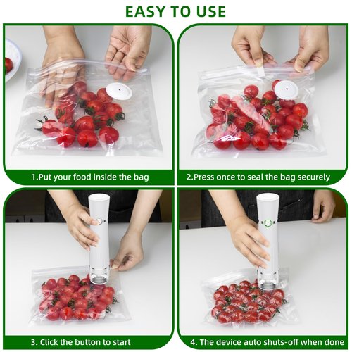 Vacuum Sealer for Food, Handheld Saver Compact Vacuum Sealer Machine with 30 Reusable Bags for 10X Preservation & Fresh
