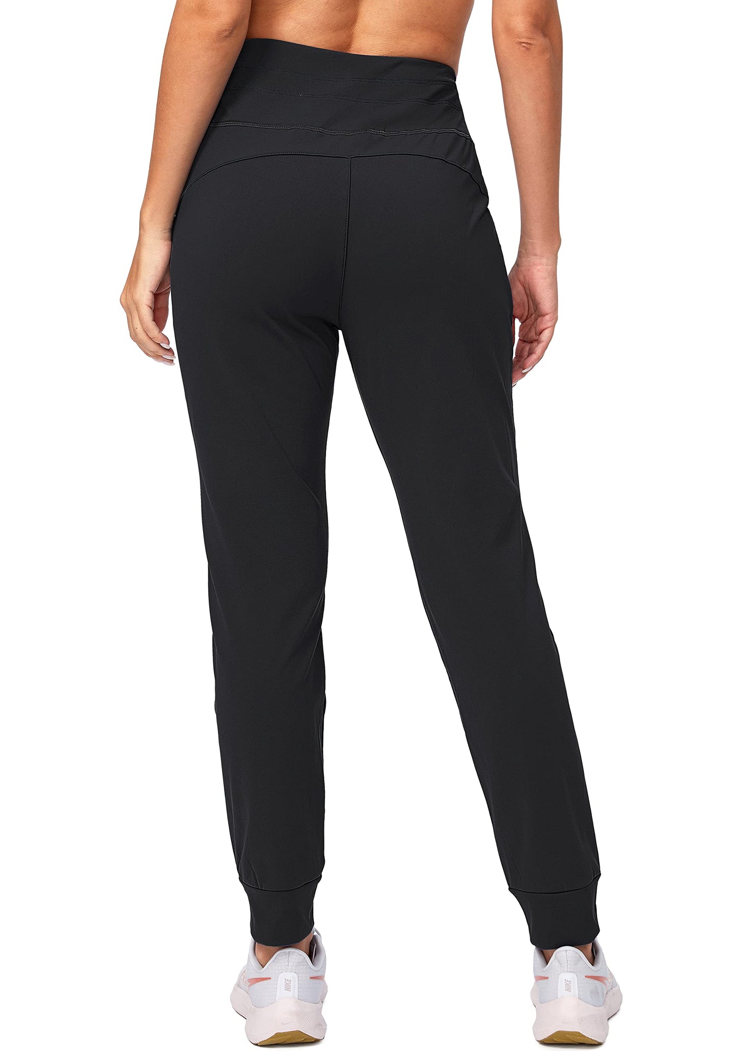 G Gradual Women's Fleece Lined Joggers High Waisted Water Resistant Thermal Winter Sweatpants Running Hiking Pockets(Black, M)