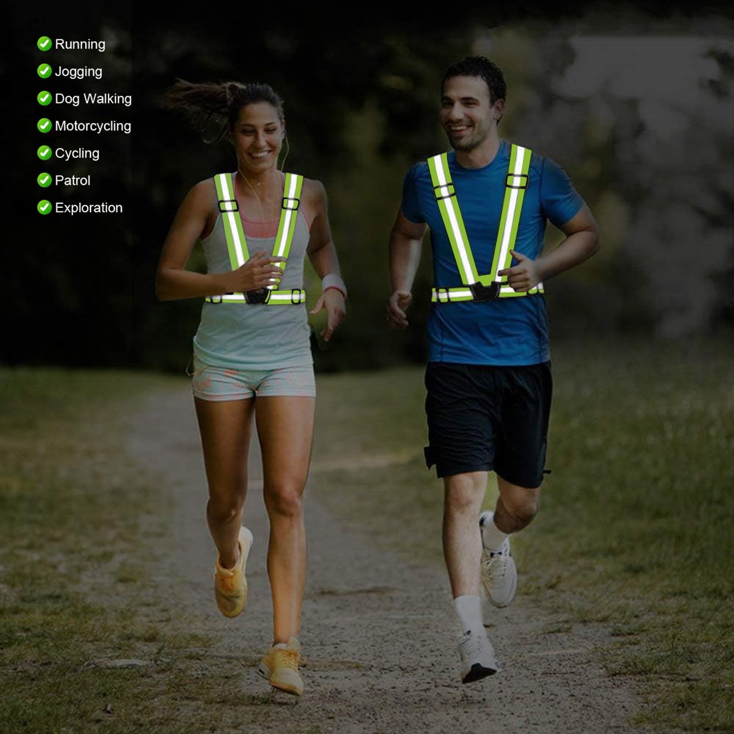 SAWNZC Reflective Vest Running Gear, 2Pack High Visible Safety VES for Cycling Jogging Running Walking, Adjustable for Men Women