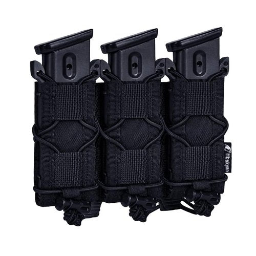 Triple Molle Tactical Pouch G Magazine Holder 9mm Mag Pouch,3 Magazine Holster for 9mm/.40 Calibers 45acp,Open-Top Magazine Pouches for Response Compatible Molle Belts (BLK)