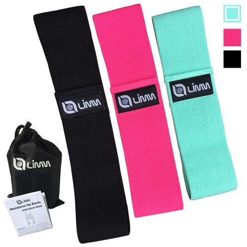 Limm Resistance Bands for Legs and Butt - Booty Hip Bands for Working Out - Fitness Loops to Activate Thighs, Glutes and Core - Premium Elastic Non-Slip Cotton Fabric