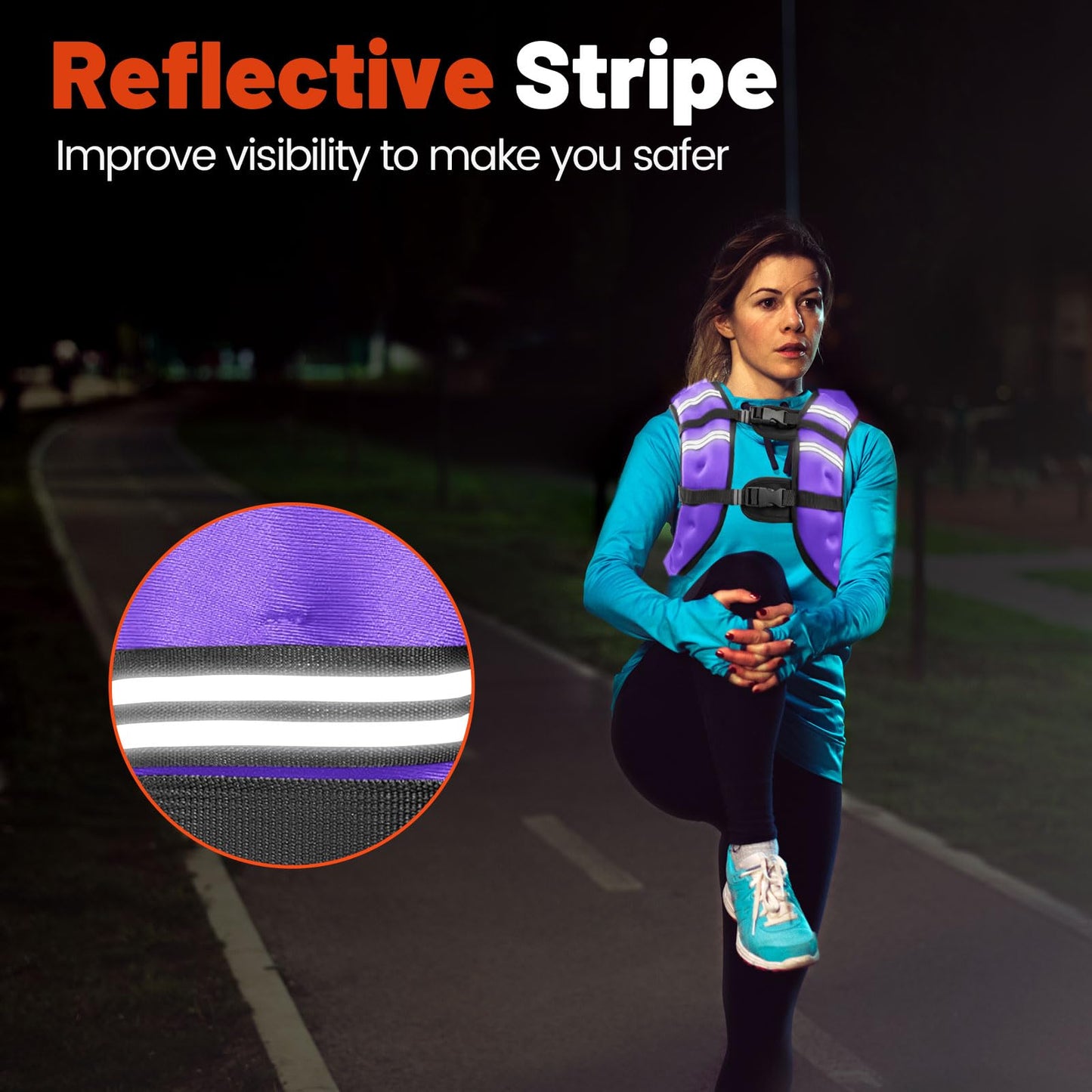 Poudee Weighted Vest, 12LB Weight Vest for Men Women, Body Weight Vests Adjustable with Reflective Stripe for Strength Training, Running, Training Workout, Jogging, Walking - 12LB, Purple