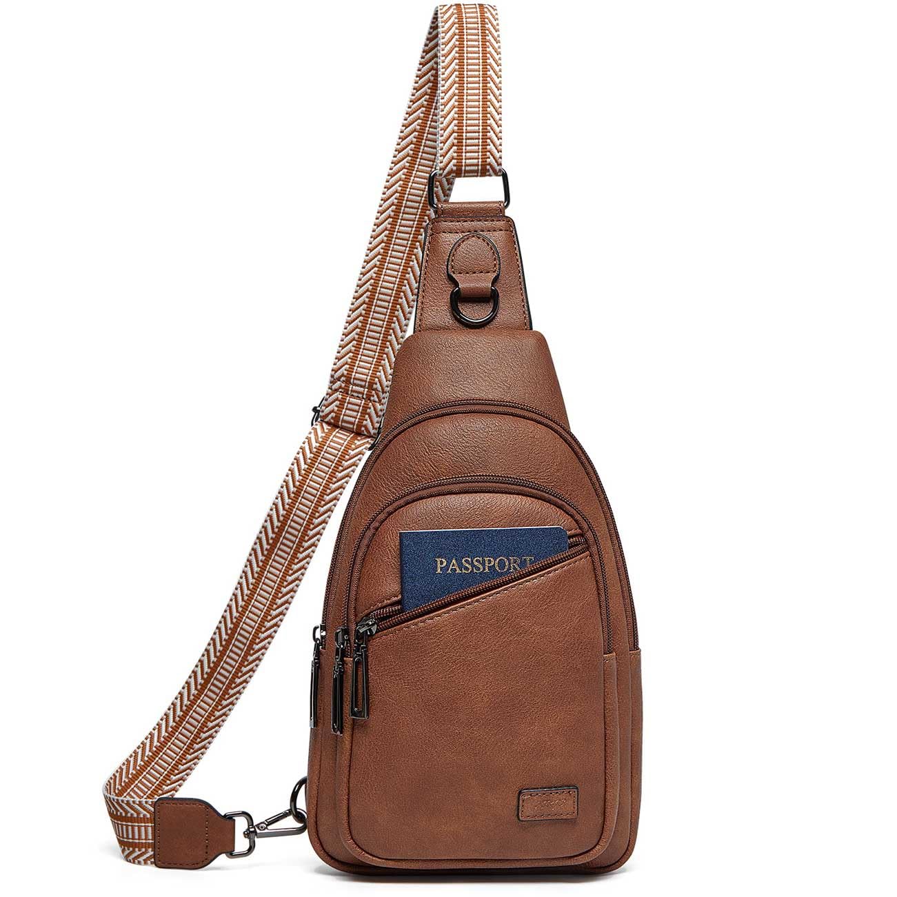 TFKGS Sling Bag Crossbody Bags for Women Fanny Packs Cross Body Bag for Woman Travel Sling Backpack Leather Anti Theft Crossbody Purses Handbags Brown
