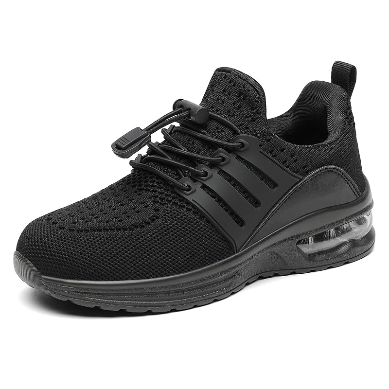 Kids Lightweight Running Sneakers for Boys & Girls - All Black, 3.5 Big Kid