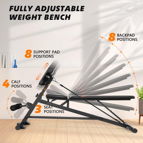 OPPSDECOR Weight Bench with Preacher Curl, Back Extension Bench for Core Strength Training, Back Stretch, Ab Workouts, 3 IN 1 Sit Up Bench, Roman Chair, Adjustable Workout Benches for Home Gym