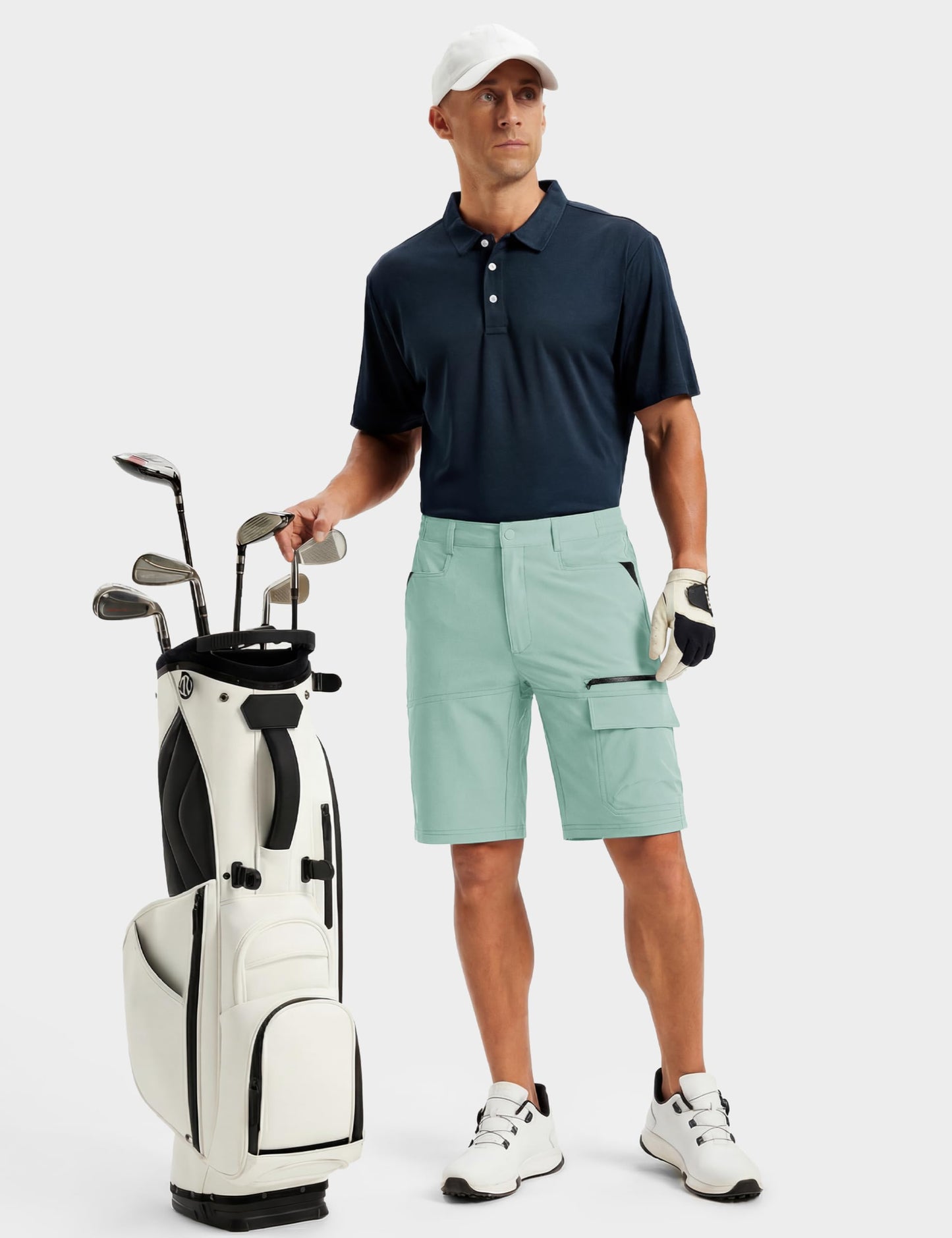 TACVASEN Mens Shorts 10" Dress Golf Outdoor Lightweight Quick Dry Summer Casual Fishing Travel Shorts with Zipper Pockets Lake Blue 34