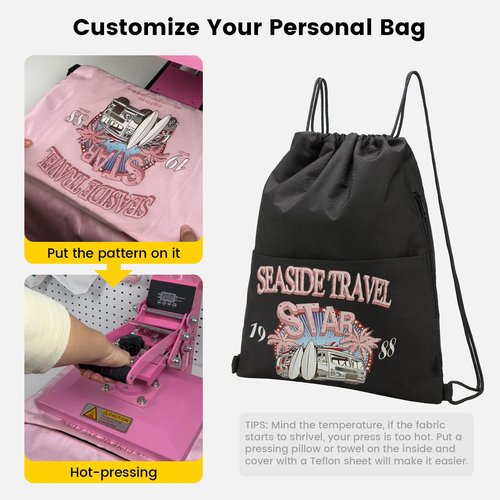 Vorspack Drawstring Backpack Water Resistant String Bag Sports Sackpack Gym Sack with Side Pocket for Men Women - Black