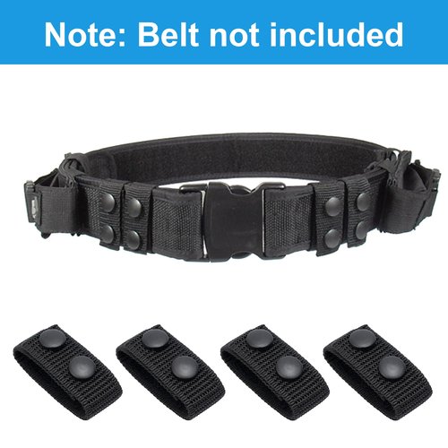 Starfa 4 PCS Nylon Duty Belt Keepers with Double Snaps,Universal Fit for 2" Wide Police,Security&Tactical Belts,Law Enforcement Gear&Duty Belt Accessories(Black)