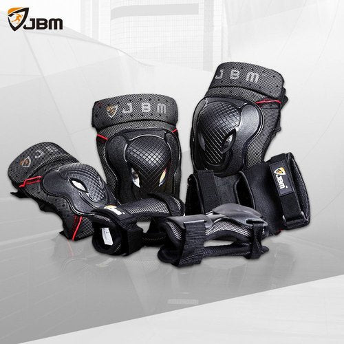 JBM Teenager Adult Bike Knee Pads and Elbow Pads with Wrist Guards Protective Gear Set for Biking, Riding, Cycling and Multi Sports Safety Scooter, Skateboard, Bicycle
