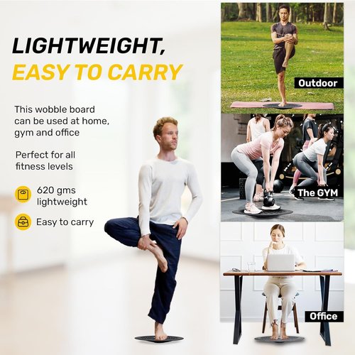 GSI Plastic Balance Board (41CM) Wobble Trainer for Core, Rehab & Stability | Non-Slip Plastic Design | 100 kg Capacity | Full 360° Rotation for Home, Gym, Office Workouts | Balance Discfor Adults & Kids