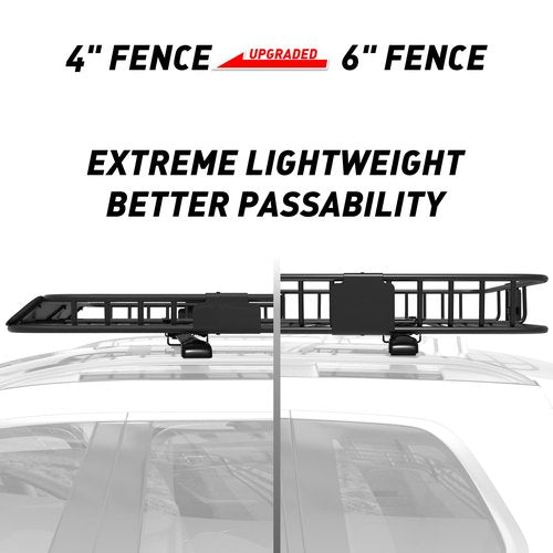 WILDROAD Car Roof Cargo Carrier Combo of Upgraded 64"x 39"x 4" Roof Rack Cargo Basket, Super Duty Bungee Cargo Net. Universal Car Top Luggage Holder Carrier Basket Fits for SUV Truck Cars