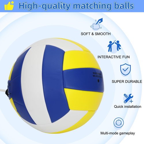 wolfwo Upgrade Heavy Duty Tetherball Set, Tetherball Ball and Rope and Pole, Adjustable Height and Portable Tetherball Set with Base for Outdoor, Playground and Backyard, Fun for Kids and Adults