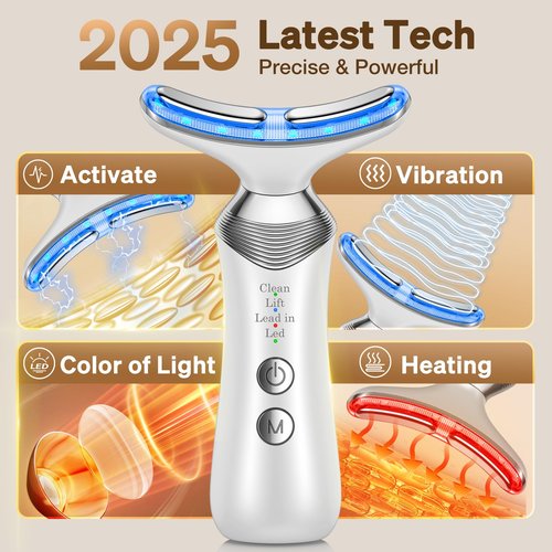 YUMAID Face and Neck Massager, 7-in-1 Multifunctional Facial Massager Tool with 4 Modes, Portable Facial Skin Care Tools, Beauty Device for Home Travel