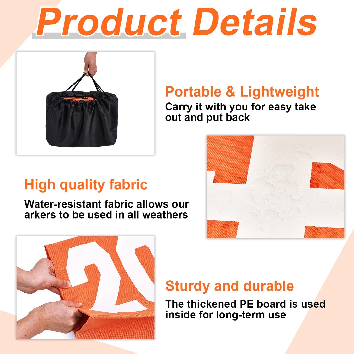 Liliful 11 Pcs Football Yard Markers High Visibility Field Yard Line Markers 12.5 Inch Portable Weighted Yardage Marking with Carry Bag for Sports Game Training (G,10,20,30,40,50,Orange)