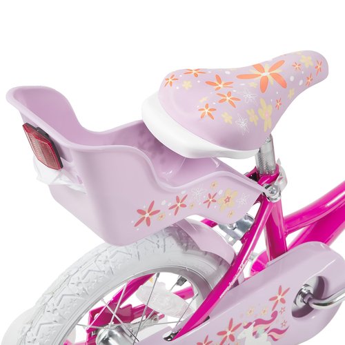 JOYSTAR Unicorn 18 Inch Kids Bike for 5-8 Years Girls with Doll Bike Seat 18" Children Bicycle with Training Wheels Basket Streamer Princess Kids' Bikes Purple