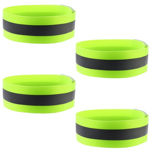 Alrhso 4 Pcs Reflective Arm Band Reflective Running Straps Ankle Strap High Visibility Adjustable Running Gear Elastic Wristbands for Jogging, Cycling, Walking Accessories