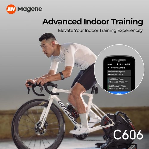 Magene C606 Smart Navigation GPS Bike Computer with Offline Map, 2.8-inch Color Touchscreen, WiFi & Bluetooth Cycling Computer, 11 Languages, IPX7 Waterproof