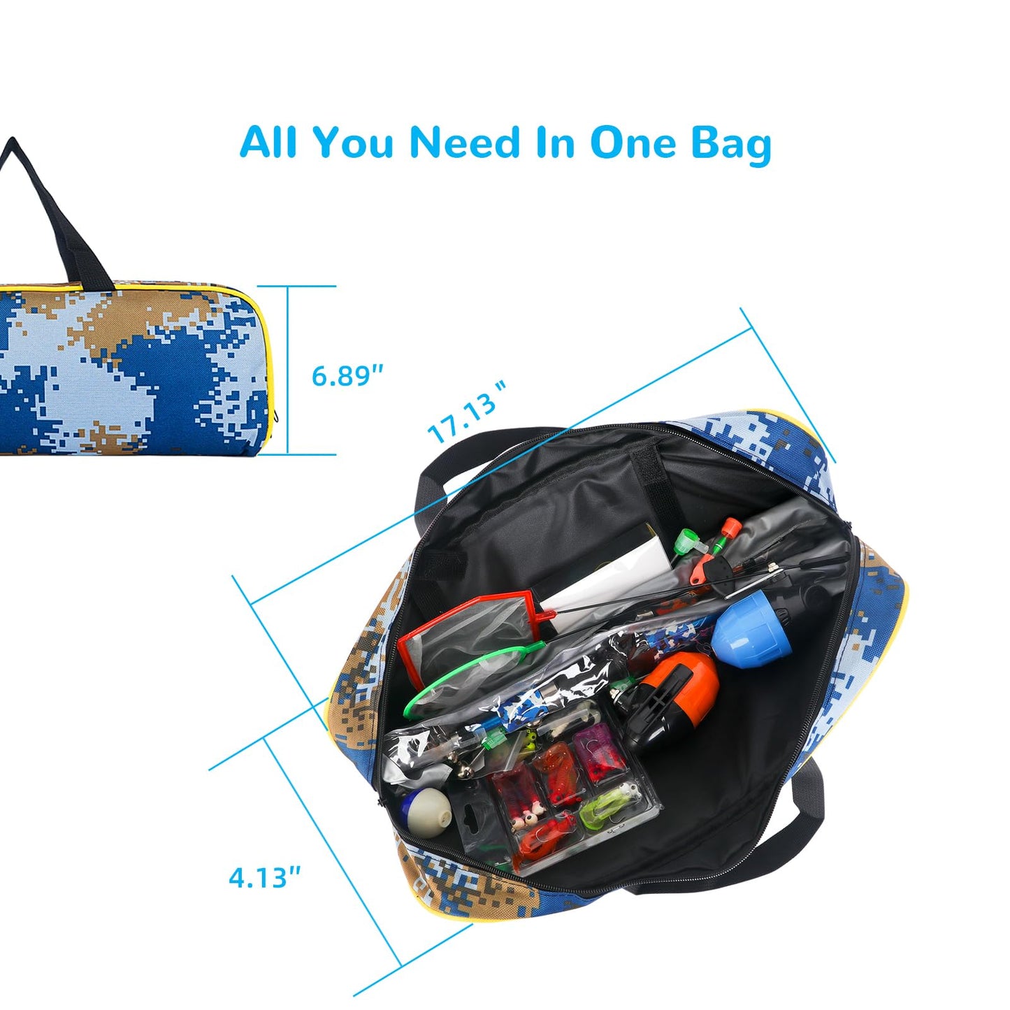 Kid's Portable Telescopic Fishing Rod and Reel Combo with Tackle Box, Bucket, and Net - Perfect Fishing Gift for Boys, Girls, Youth Beginners