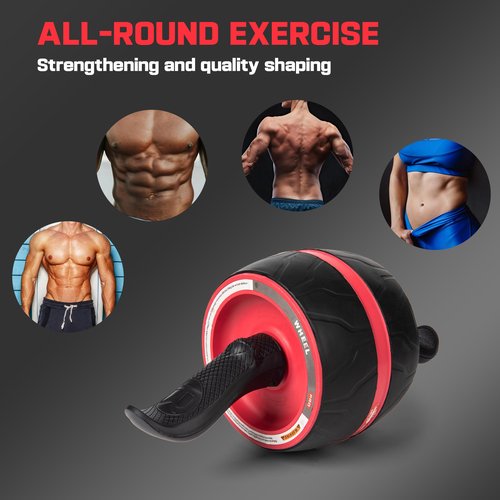 Enlarged Version Ab Roller Wheel with Knee Pad Mat,Automatic Rebound Abdominal Wheel Abs Workout Equipment,Home Gym Equipment,No Noise Ab Wheel for Men&Women Abdominal-Red