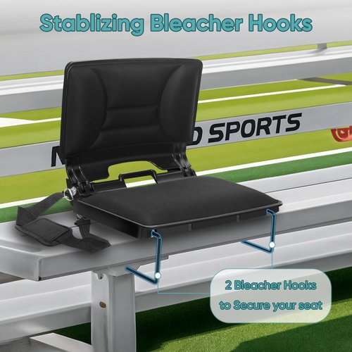 Stadium Seats with Back Support, Bleacher Chair with Back and Cushion for Sports Events, Portable Bleacher Seat with Padded Cushion, Shoulder Strap & Handle