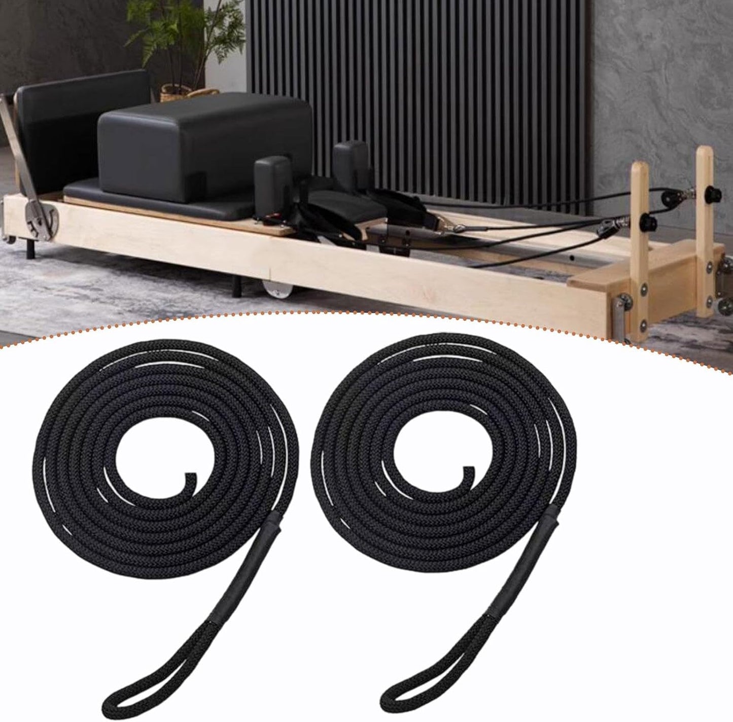 2 Pieces Pilates Reformer Pull Ropes Bands Easy to Install Hardware Fitting Belts Straps for Home Studio Use Pilates Core Bed