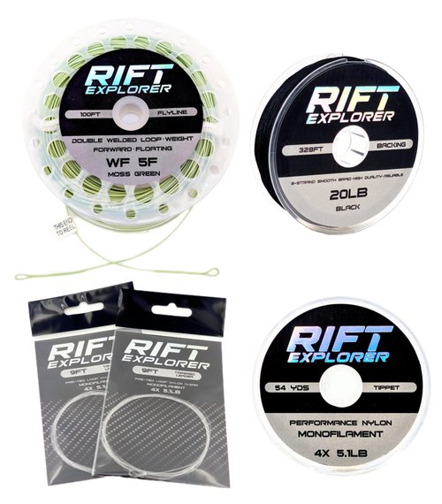 RIFT Explorer WF Fly Fishing Line Kit Dual Welded Loops 3 5WT Fly Fishing Line Pre-Tied Leader Braided Backing Tippet Fish Line