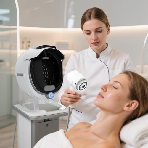 Skin Analysis Machine Professional Facial – 15.6 inches Scanner for Pores, Acne, Hydration; with Cloud Storage for Estheticians & Spas; 8-Spectrum Imaging; Multi-Language