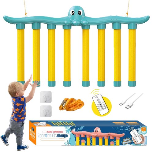 dKargo Reflex Drop Sticks Challenge Game, Hand Eye Coordination Training Toy Falling Sticks Game, 3 Adjustable Speed Catching Sticks Game with Remote Control, Drop Sticks Game for Adults(Octopus)