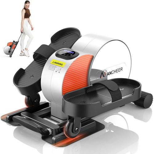 Under Desk Elliptical Portable and Quiet Leg Exerciser While Sitting for Seniors with Remote and App Control, LCD Display, Electric Seated Pedal Ellipse Machine for Home (Orange)