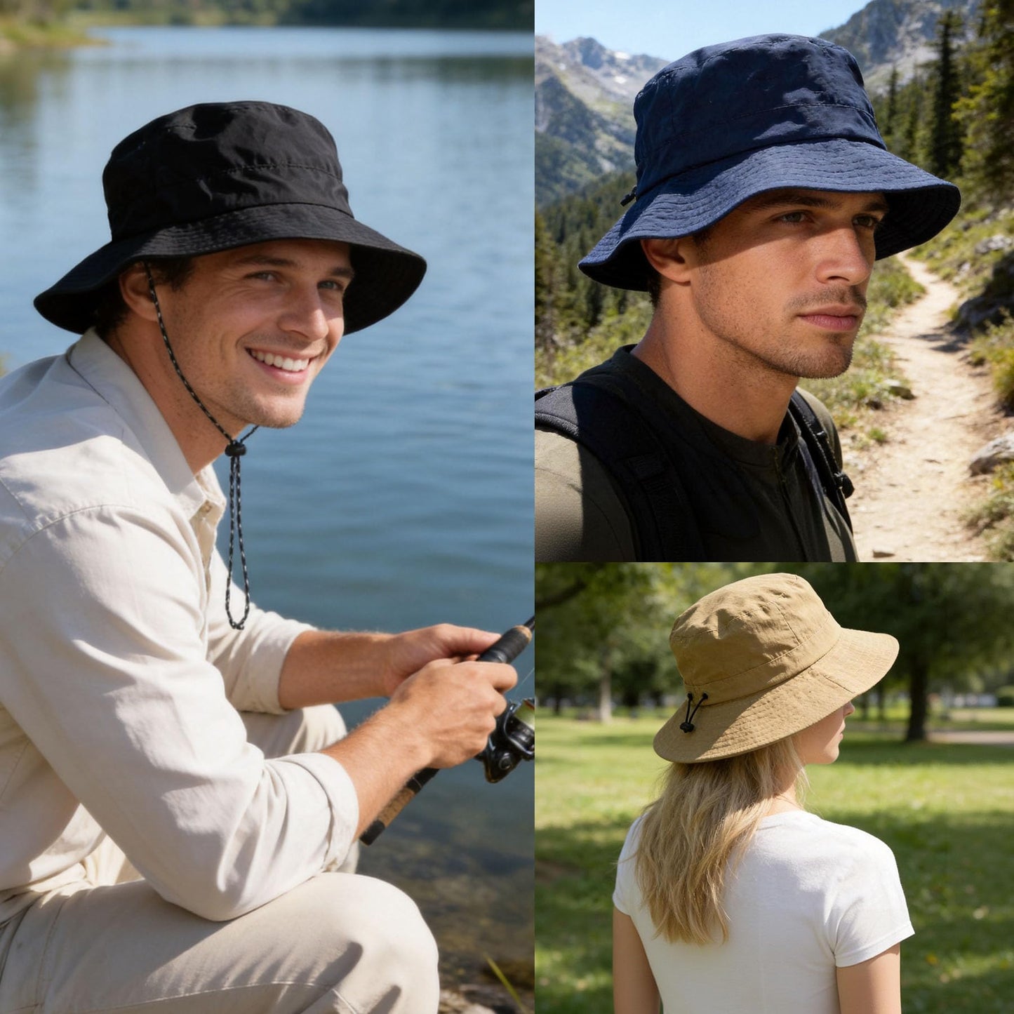PFFY Packable Sun Bucket Hat for Men UV Protection Sun Hats Waterproof Lightweight Hiking Outdoor Cap Brown (More Loose)