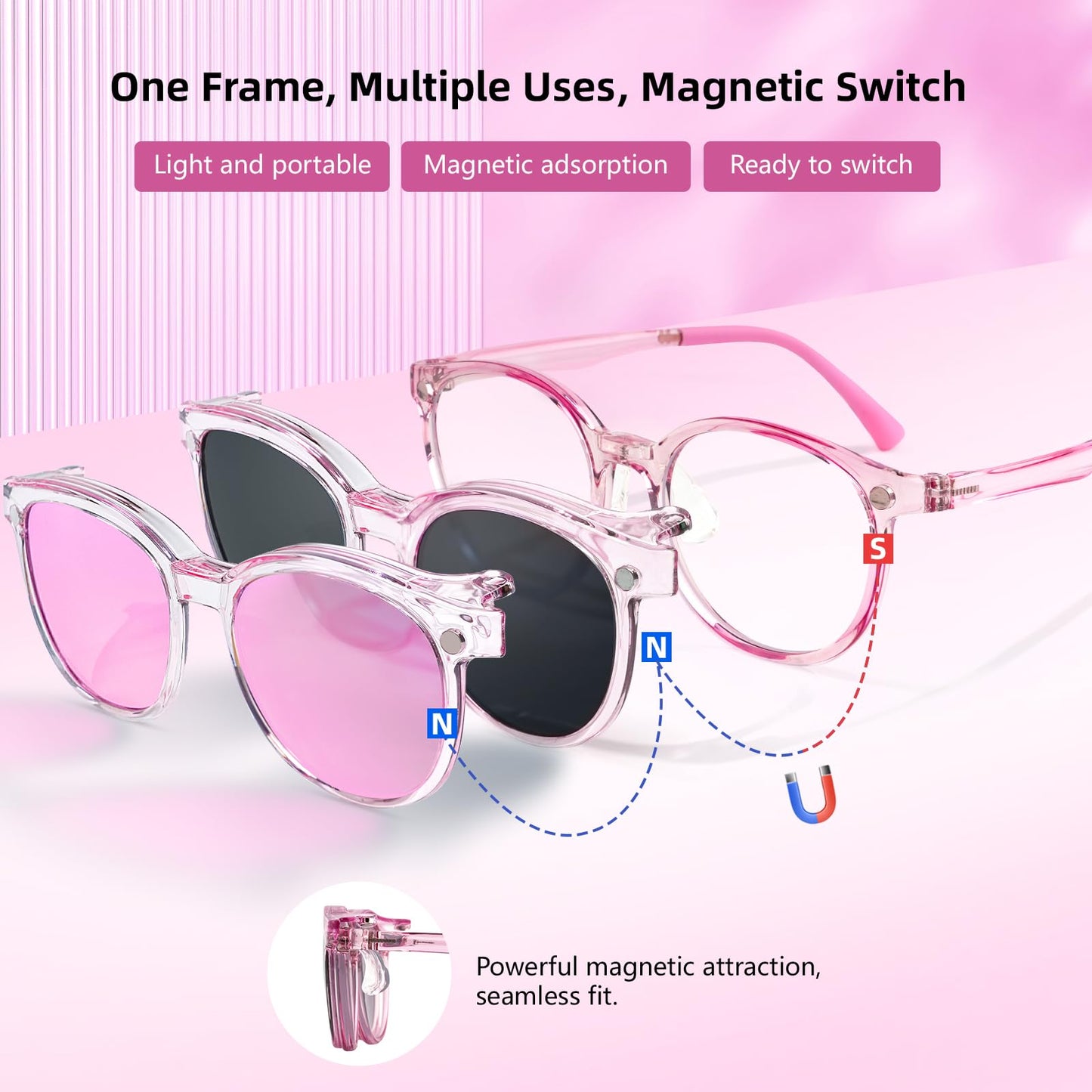 EYEBUDDY Kids Sunglasses for Boys Girls, Toddler Polarized Sunglasses for Age 3-12, Clip-on UV Protection Children Sun Glasses